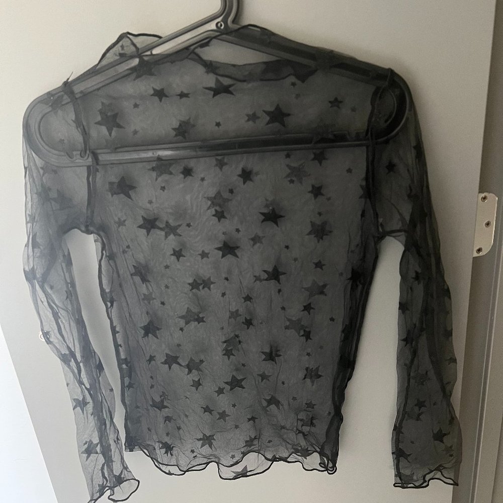 Black See-Through Star Top